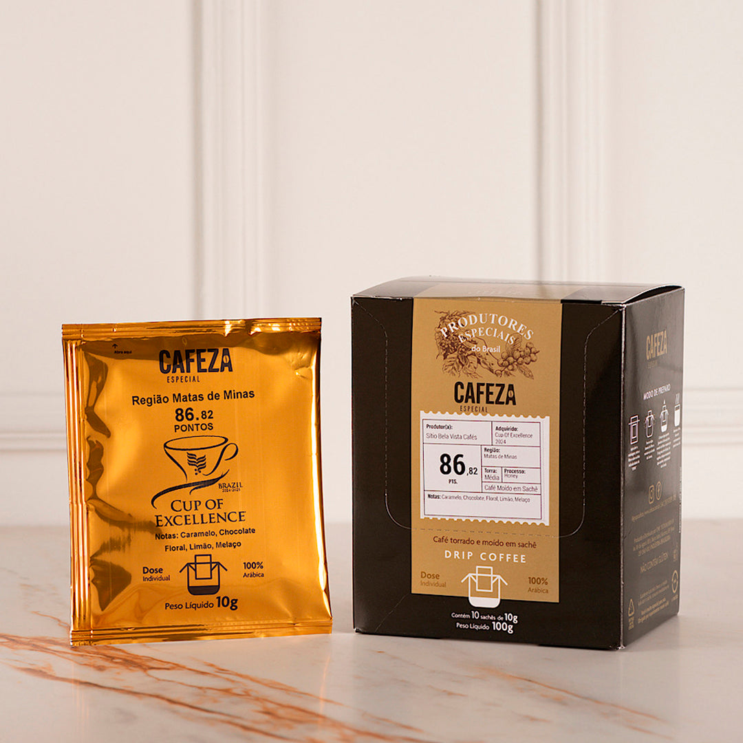 Drip Coffee Café Especial - Cup of Excellence 86,82 pts 10g 10 unid.