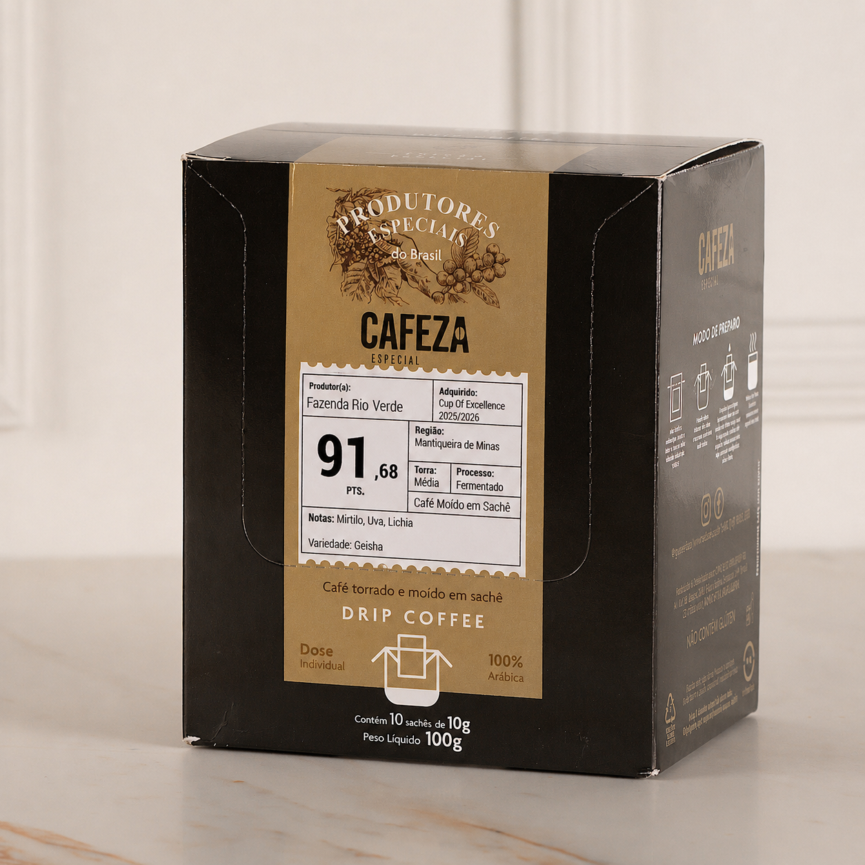 Café Especial Drip Coffee Cup Of Excellence 91,68 pts 10g 10 unid.