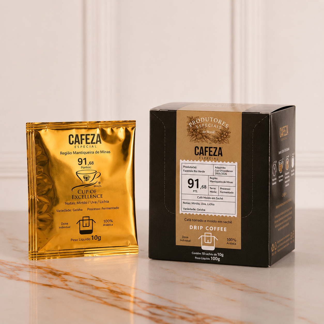 Café Especial Drip Coffee Cup Of Excellence 91,68 pts 10g 10 unid.
