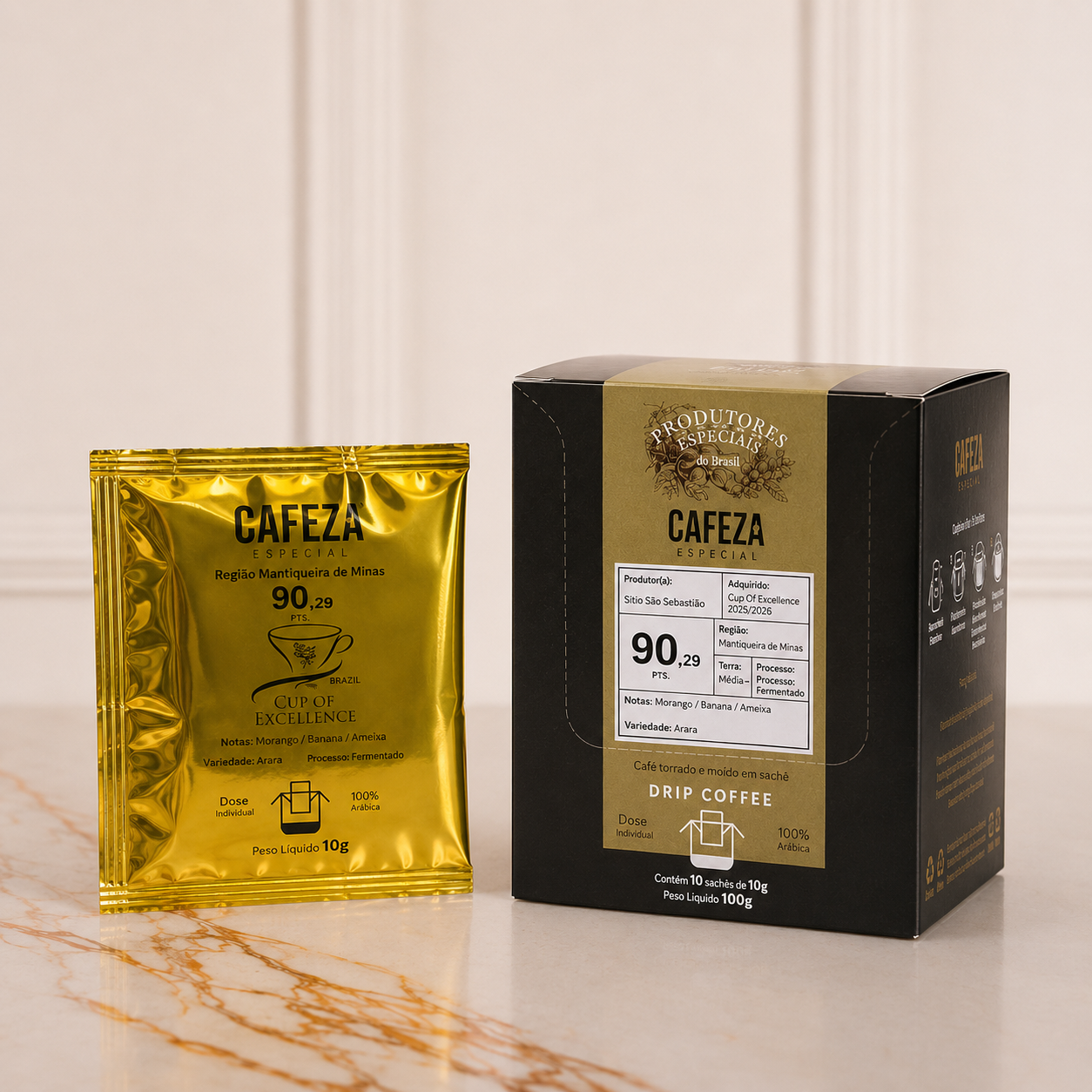 Café Especial Drip Coffee Cup Of Excellence 90,29 pts 10g 10 unid.
