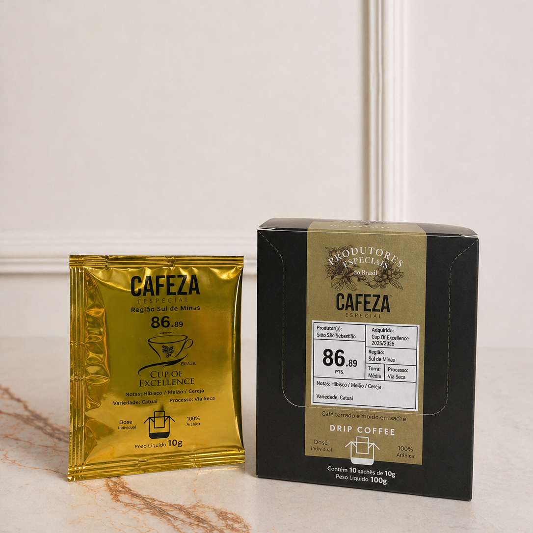 Café Especial Drip Coffee Cup Of Excellence 86,89 pts 10g 10 unid.