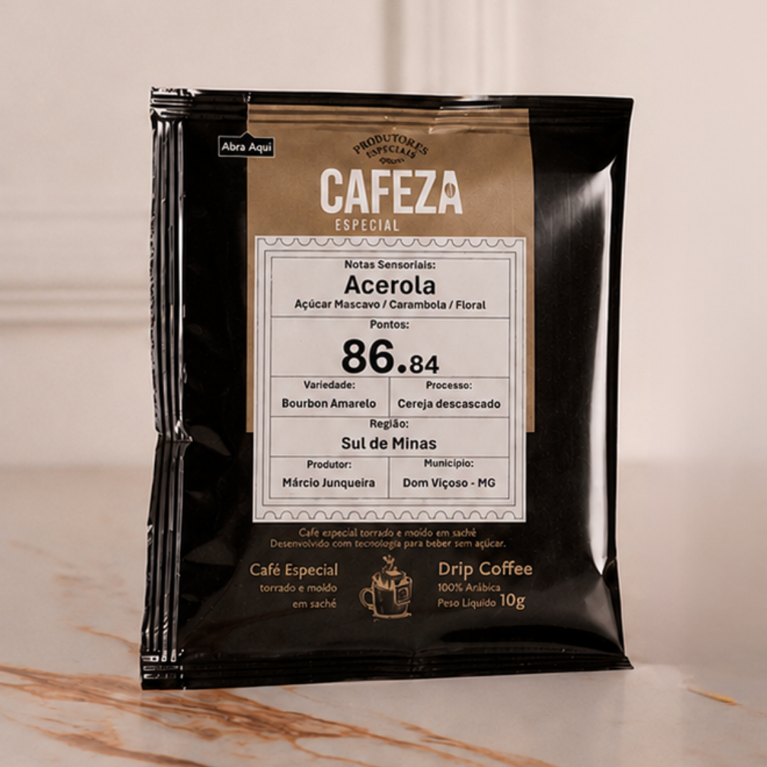 Café Especial Drip Coffee Produtores Especiais do Brasil 86,84 pts 10g 10 unid. acerola