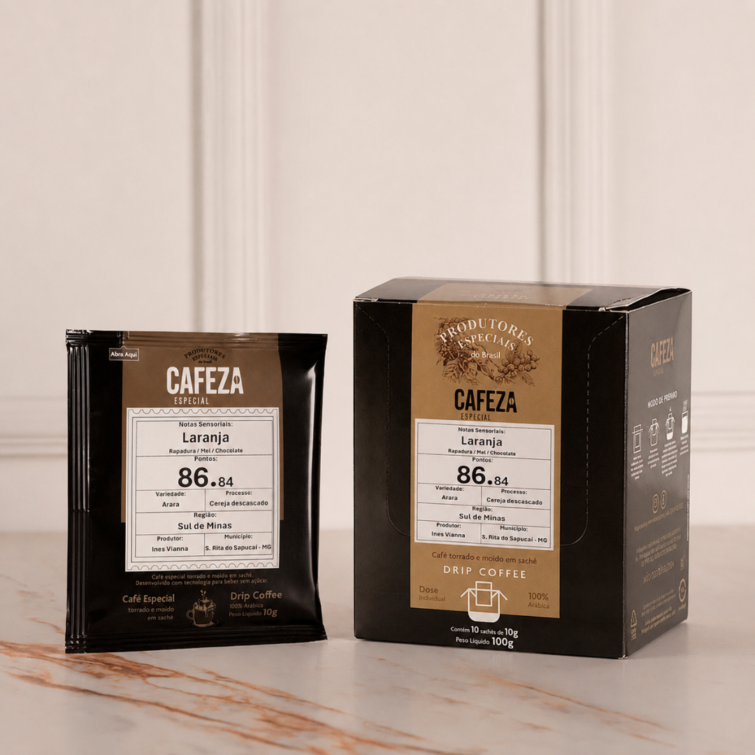 Café Especial Drip Coffee Produtores Especiais do Brasil 86,84 pts 10g 10 unid.
