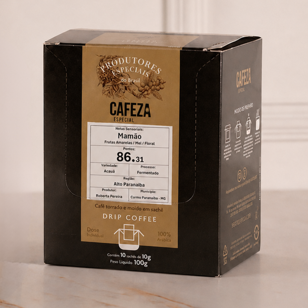 Café Especial Drip Coffee Produtores Especiais do Brasil 86,31 pts 10g 10 unid.