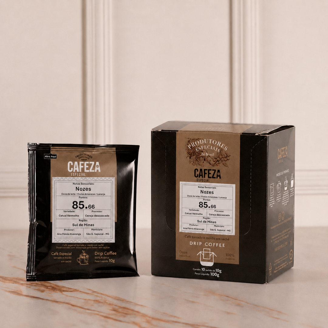 Café Especial Drip Coffee Produtores Especiais do Brasil 85,66 pts 10g 10 unid.