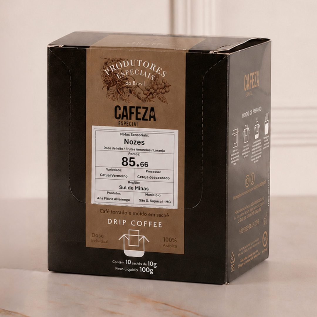 Café Especial Drip Coffee Produtores Especiais do Brasil 85,66 pts 10g 10 unid.